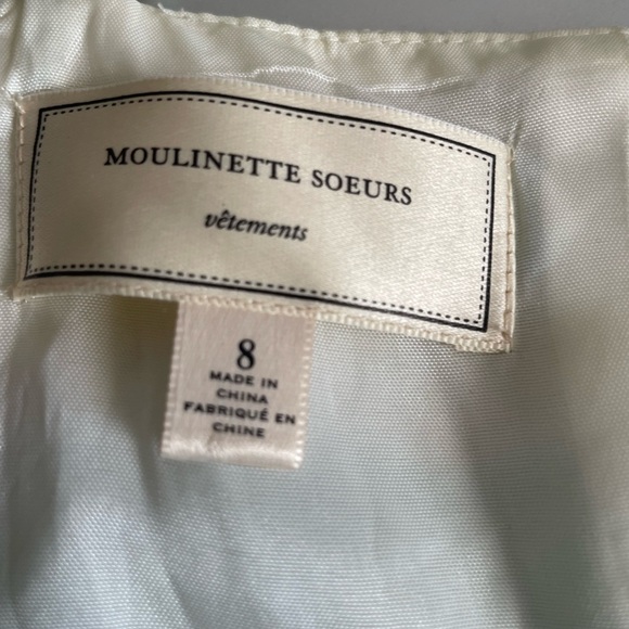 Anthropologie Moulinette Soeurs Sea Isle Dress Sz 8 Mint/IvoryStripe Lace V Nck - Picture 11 of 13